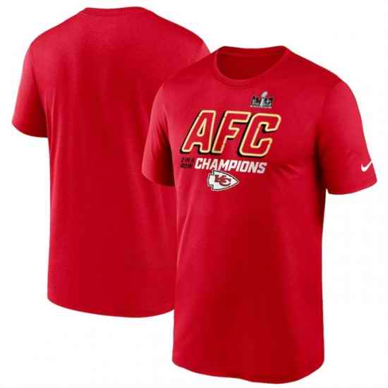 Men Kansas City Chiefs Red 2023 AFC Champions Iconic T Shirt